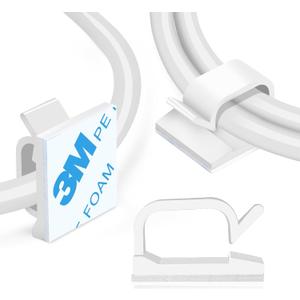 100 pcs of self Adhesive Cable Clips, Peel and Management for Wall Desk and Office (White)
