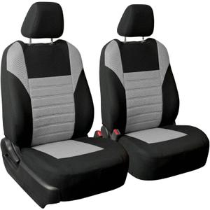 FH Group Gray Polyester Car Seat Cover, 3D Air Mesh, Front Set, Airbag Compatible, Universal Fit for Cars Trucks SUVs