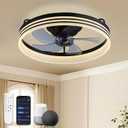 LUDOMIDE Smart Ceiling Fan with Lights and Alexa/Google Assistant/APP Control, 20" Low Profile Fan with 6 Speeds, for Bedroom, Living Room, Patio