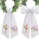 2 Pcs Christian Wreath Sash for Front Door 'He is Risen' Easter Yard Porch Boxwood Wreath Garland Decor