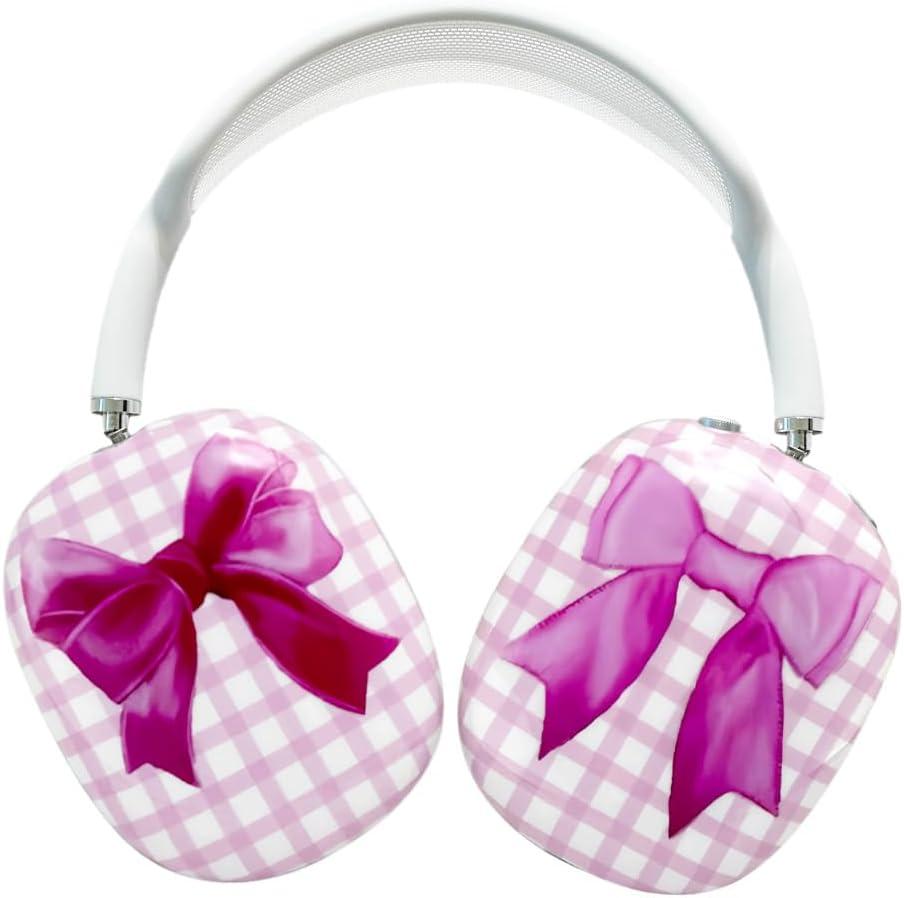 Pink Bow Case Compatible with Apple AirPods Max, Soft TPU Protective Cover, Cute Shockproof Anti-Scratch Case for Women