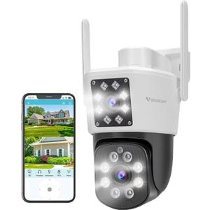 VSTARCAM 2MP+2MP Outdoor Security Camera, 2K Dual Camera, 360 Monitoring, Custom Alarm Sound, Full Color Night Vision, 2-Way Audio, 2.4GHz WiFi, PIR Motion Sensor,Real Time Notifications