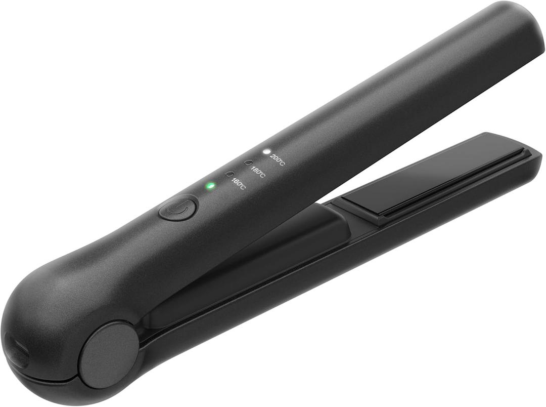 Cordless Hair Straightener Portable Travel Rechargeable Flat Iron, Fast Heating, Adjustable Temperature for Professional Straightening & Curling  Portable and Travel-Friendly (Black) (Black)