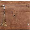 FADEON Large Crossbody Purses for Women Crossbody Bag, Designer Leather Cross Body Purses Multi Pocket Shoulder Bag (Brown)