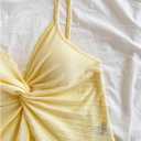 SHENHE Women's Twist Front Camisole Top Split Hem Asymmetrical Sleeveless Cute Tank (Yellow)