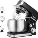 Kitchen in the Box Stand Mixer,3.2Qt Small Electric Food Mixer,6 Speeds Portable Lightweight Kitchen Mixer for Daily Use with Egg Whisk,Dough Hook,Flat Beater (Black)