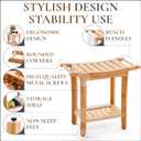 Teak shower bench with Storage Shelf, Shower Stool for Inside Shower, Waterproof Shower Bench Seat, Shower Chair for Inside Shower, Wood Bench, Bathroom Bench (Natural Wood) (Bamboo Wood), 19 Inches X 9.85 Inches X 18 Inches