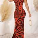 EDITCOZY Women Sexy Bodycon Maxi Dress Beach Backless Vacation Sundress | Tie Dye, Halter, Sleeveless, Open Back Cut Out, Long Mermaid Dresses, Summer, Birthday Party, Going Out, Date Night (Red, M)