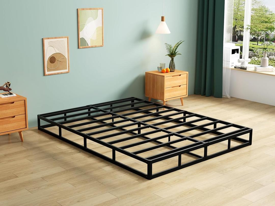 Full Size Box Spring, 7 Inch Full Size Box Spring Only, 3000 lbs Heavy Duty Metal Frame Mattress Foundation with Fabric Cover, Easy Assembly-Noise Free (Black)