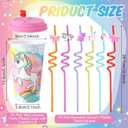 Maxcheck 24 Sets 16 oz Unicorn Cups Birthday Party Favors with Colorful Lids and Straws for Birthday Decorations Rainbow Plastic Cups Reusable Plastic Straws for Party