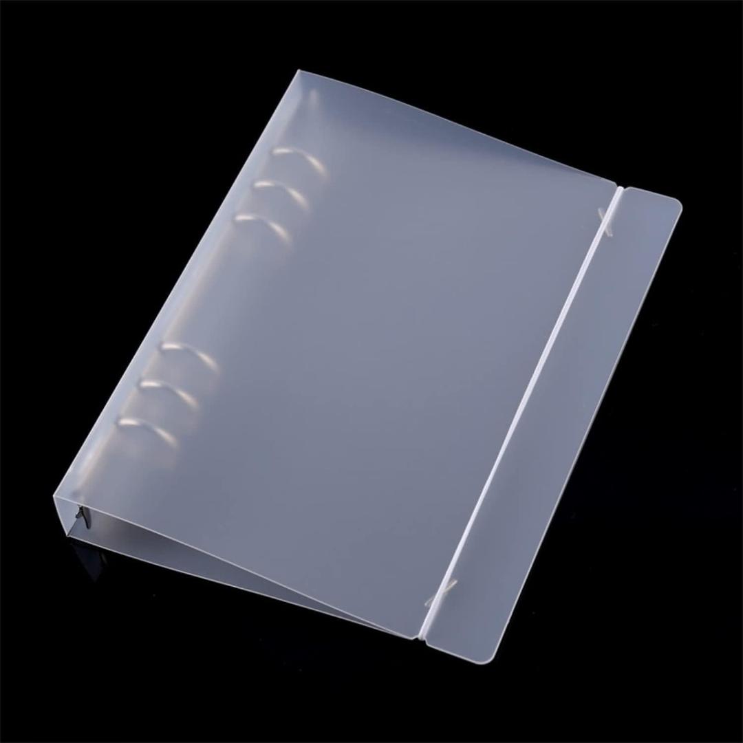 A5 6 Ring Binder Cover Clean Transparent Soft PVC for Refillable Notebook Shell with Matte Surface for Stamp & Die Storage (1pcs)