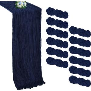 12 Pack Navy Blue Cheesecloth Table Runner 10FT Boho Cheese Cloths Gauze Fabric Table Runners 120 Inch Rustic Sheer for Wedding Birthday Party Baby Shower Holiday Home Decorations