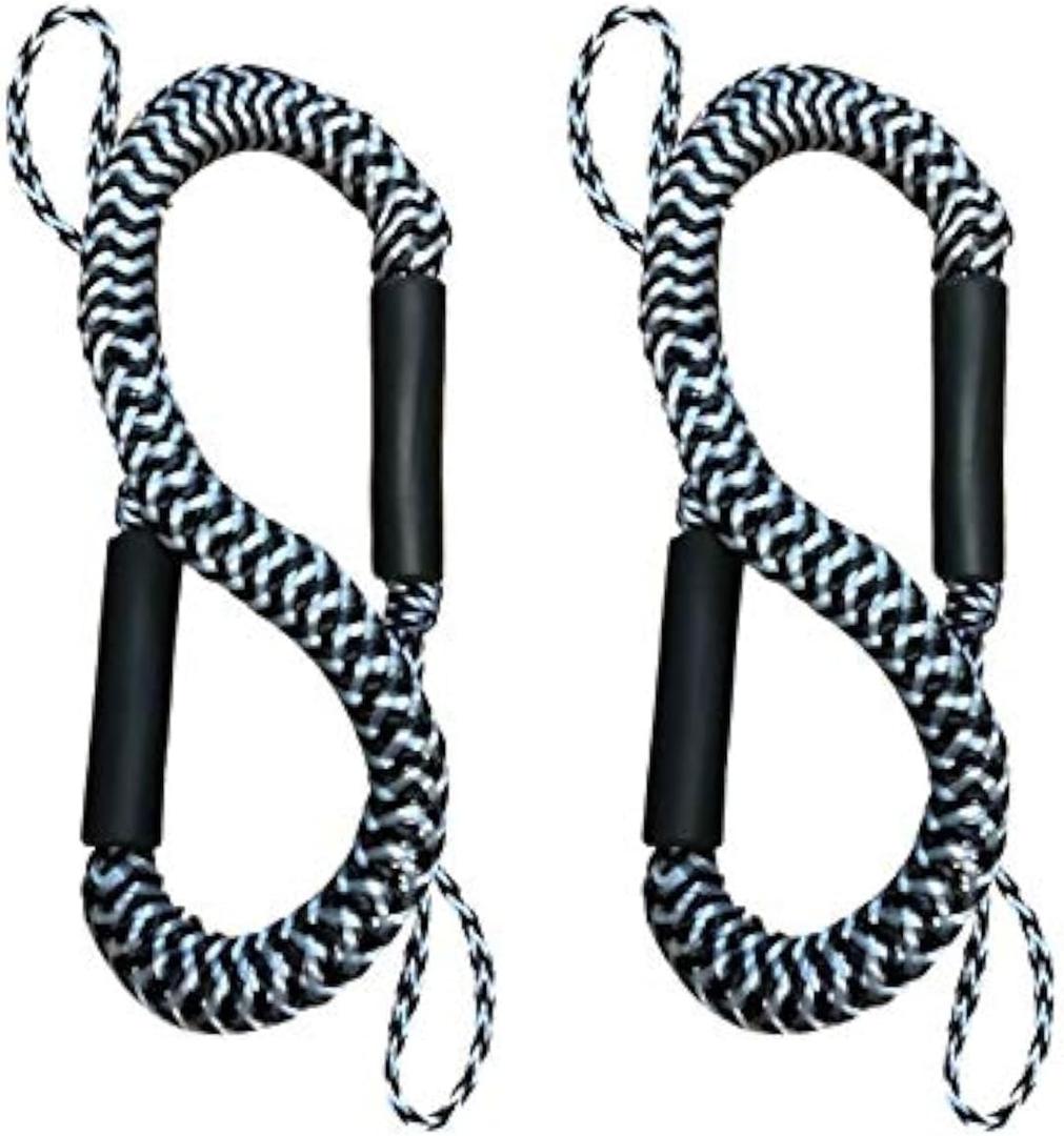 Pactrade Marine Bungee 2 Pieces Dock Line Mooring Rope 3.8ft EVA Foam Floats (Black & White)