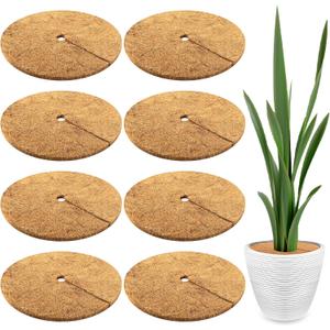 8 Pcs Coconut Fiber Tree Ring Mulch Mat, 17.7 Inch Mulch Ring Plant Protectors Mat, Coco Coir Tree Disc Plant Covers Tree Weed Barrier Ring for Indoor Outdoor Plants