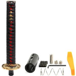Automatic Katana Shift Knob Universal for Cars with Lock Button Samurai Sword Weighted Gear Shifter Konb (26cm Black&Red)