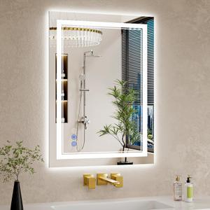 22"x30" LED Bathroom Mirror with Lights, Anti-Fog, Backlit + Front Lit, Dimmable, Led Vanity Mirror for Wall, Lighted Bathroom Mirror, 3 Colors, Shatter-Proof Tempered Glass (White)