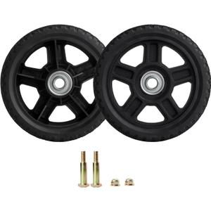 Replacement 6 Inch Lawn Mower Wheels for Most Standard Push Lawn Mowers, Generator, Garden Tiller, Handtruck - Universal Push Mower Wheels with Bolts & Lock Nuts Kit (Set of 2)