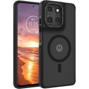 GaoBao Magnetic for Moto G Power 2025 Case/Moto G Power 2026 Case [Compatible with Mag-Safe] [Military-Grade Protection] Slim Translucent Matte Shockproof Anti-Fingerprint Phone Case, Black/Black