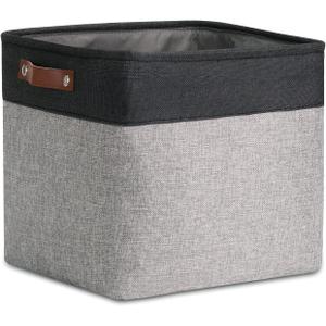 DULLEMELO Cube Basket for Storage, Collapsible Fabric Cube for Organizing, Storage Cube for Closet, Laundry, Nursery, Shelves, Decorative Basket for Gifts Empty (Black&Gray) (Cube-13"x13"x13")