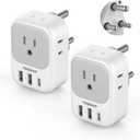 South Africa Plug Adapter 2 Pack, TESSAN Type M Power Adapter with 4 AC Outlets 3 USB Ports(1 USB C), Travel Adaptor US to Botswana Namibia Nepal Bhutan