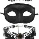 Vtrem Masquerade Mask for Couples: Black Mardi Gras Party Ball Mask Set Women Men Dad Daughter Prom Couple Valentine's Masks
