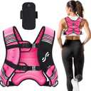 Sportneer Weighted Vest Woman: 8lb Weight Vest for Walking with Phone Bag, Adjustable Women Weighted Vest for Running Rucking Vest for Jogging Strength Training Weight Loss (Pink)