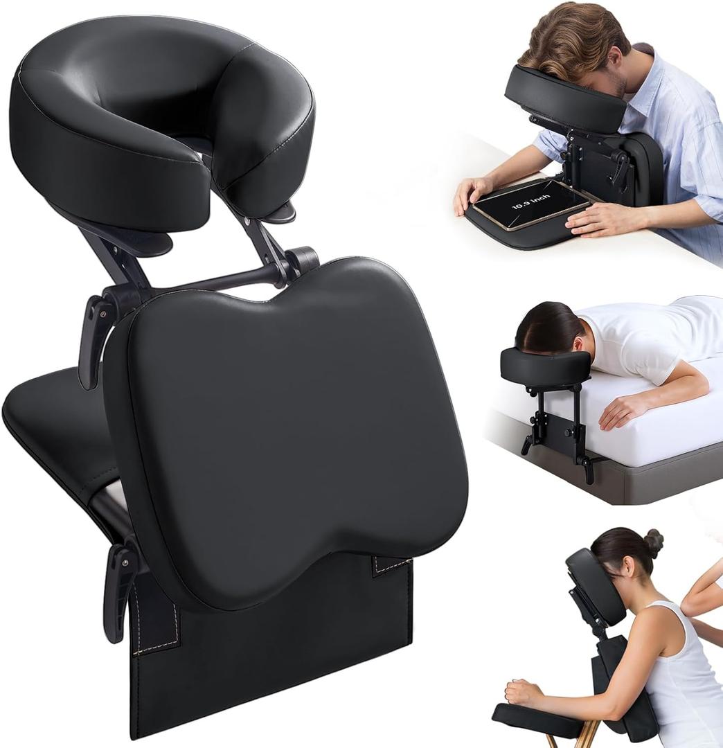 3 in 1 Multifunctional Portable Face Down Cradle Massage Kit for Desktop, Massage Bed & Home Mattress, Deluxe Adjustable Headrest Face Pillow Bracket for Office Sleeping Nap Rest, Eye Surgery Recovery