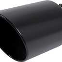 Stainless Steel 4 inch Inlet Diesel Exhaust Tip Tailpipe, 8" Outlet 15" Long 20 Rolled End Tip Angle Cut Bolt On Exhaust Tail Pipe 4"x8"x15" Painted Black Universal Car