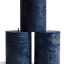 CANDWAX 3x4 inch Pillar Candles Set of 3  Unscented Dripless Rustic Dark Blue Candles for Room Decor, Weddings, Centerpieces