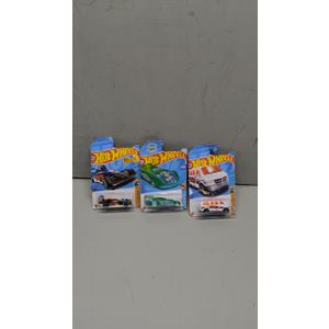 Pack Of 3 Hot Wheels Cars (HW-4-Trac, Supercharged, Dodge Van)