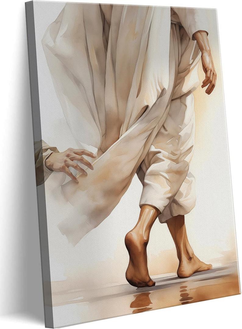 Jesus Canvas Wall Art Touching The Hem Of Jesus Christian Wall Decor Picture Bible Story Poster Print Religious Faith God Artwork for Bedroom Church Decoration, 16x24in