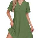 MOLERANI Womens Casual Button Front Summer Dress,Deep Army Green,S (S)