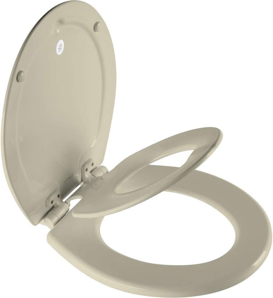 Mayfair NextStep2 Toilet Seat with Built-In Toddler Potty Training Seat, Slow Close, Easy Clean, Magnetic Removable Kids Seat, ROUND, Bone