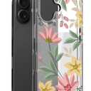 Ranz Case for iPhone 16, Anti-Scratch Shockproof Series Clear Hard PC+ TPU Bumper Protective Cover Case for iPhone 16 (6.1") - Floral Painting