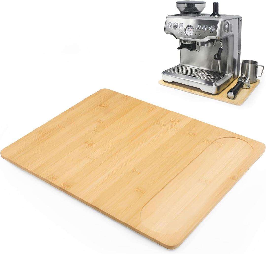 UPGRADED Oversize Bamboo Appliance Slider fit for Breville Barista Espresso Machine 870/878 - Under Cabinet Sliding Tray Caddy for Breville Barista/Barista Pro, Coffee Maker Mover Kitchen Countertop