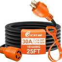 25 Ft 30 Amp 4 Prong Generator Extension Cord, NEMA L14-30P to L14-30R, 410 Gauge STW 125/250V Up to 7500W Generator Cable, ETL Listed (Orange)