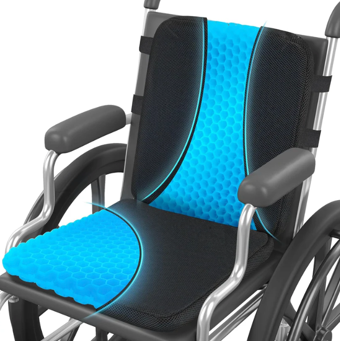 Sunlit Large Gel Seat Cushion & Back Cushion for Long Sitting with Non-Slip Cover, Gel Cushions for Wheelchair Office Chair Car Seat, Reduce Tailbone Pressure Hip Pain Relief