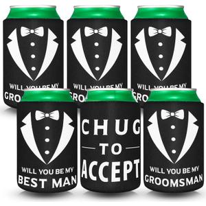 6 Pack Groomsmen Best Man Proposal Can Coolers Bachelor Gifts Groomsmen Gifts Funny Novelty Neoprene Hugger Can Sleeve Favors for Bachelor Party for Wedding Party Beer Holder 6 Pack Groomsmen Best Man Proposal Can Coolers Bachelor Gifts Groomsmen Gifts Funny Novelty Neoprene Hugger Can Sleeve Favors for Bachelor Party for Wedding Party Beer Holder