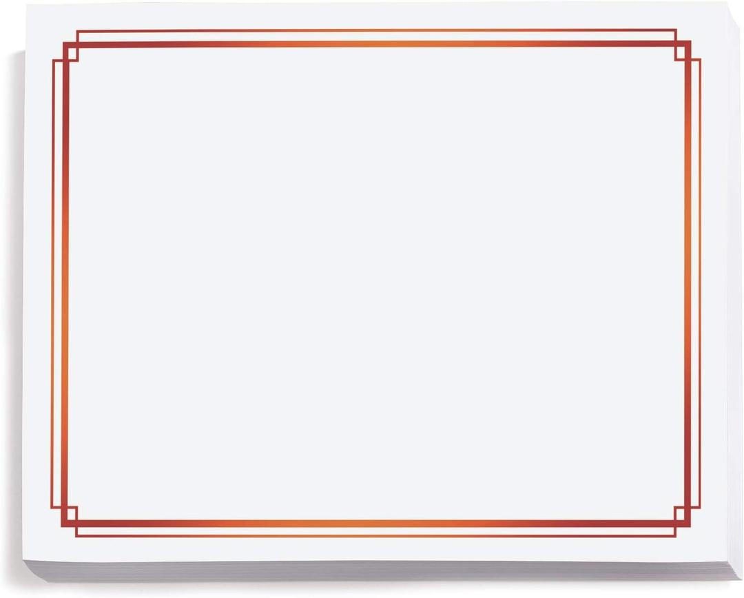 PaperDirect Foil Elegance Specialty Certificates, 50 Sheets of 38lb White Paper, 8" x 11", Double Red Foil Border, Perfect for Awards, Students, Employees, Volunteers, Course Completion, Diplomas