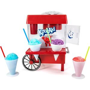 Nostalgia Kool-Aid Snow Cone Shaved Ice Machine - Retro Table-Top Slushie Machine Makes 20 Icy Treats - Includes 2 Reusable Plastic Cups & Ice Scoop - Red
