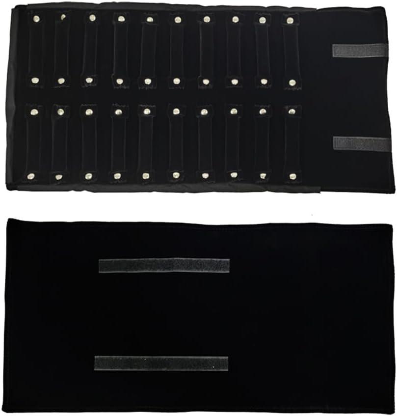 Portable Jewelry Roll Bag For Rings Velvet Jewelry Roll Bag keep your Rings Safe (Open size: 55 * 29cm Close size: 30 * 10cm, Black)