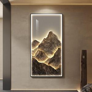 Framed LED Mountain Wall Art Decor for Living Room, Large Vertical Lighted Modern Luxury Artwork for Walls, Minimalist Nature Landscape Backlit Wall Decor for Hallway, Entryway, Staircase, Home Office, 55.1"L x 27.6"W