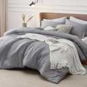 Bedsure Oversized Queen Comforter Set - Dark Grey Soft Bedding for All Seasons, Cationic Dyed Bed Set, 3 Pieces, 1 Oversized Queen Size Comforter (98"x98") and 2 Pillow Shams (20"x26"+2")