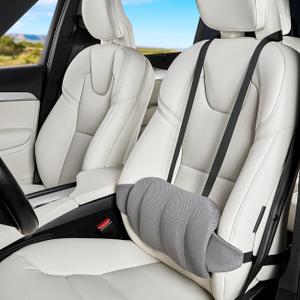 Lumbar Support Pillow for Car,Back Support for Car Seat Cushion,Adjustable Straps Securely Fixed Car Lumbar Support Pillow for Office Chair (Gray)