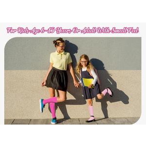 3 Pairs Kids Compression Socks 15-20 mmHg Knee Length Compression Stockings Travel Socks for Kids Childrens