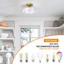 9.4in Vintage Brass Gold Semi Flush Mount Ceiling Light with Milk White Glass Shade, Farmhouse Antique Ceiling Lighting Fixture for Hallway Closet Small Room Kitchen Entryway Porch, Bulb Not Included