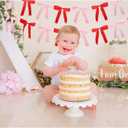 2pcs Pink & Red Bow Garland Banner, Bow Satin Ribbon Decorations for Christmas Valentine Holiday Birthday and Bridal Shower Party Decor (Red & Pink)