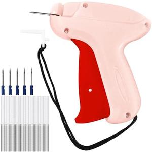 Tag Gun for Clothes - Handheld Stitch Gun Quick Clothing Fixer - Retail tagging gun with 6 Needle, 500 Black Fasteners & 500 White Fasteners (Pinkred) Set of 3