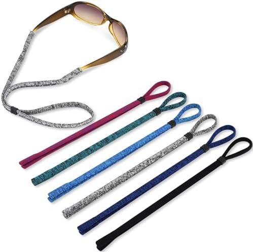HENOALR Eye Glasses Holder Strap - Adjustable Sunglasses Straps Cords Light Weight Eyeglass Lanyard for Men Women - Eyewear Retainer Around Neck New Casual Colors Style for Adult Pack of 6