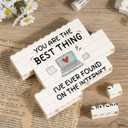 5 x Romantic Valentine's Day Birthday Gifts for Him Her, Anniversary Wedding Gifts for Wife, Husband - You Are The Best Thing Blocks Puzzle Decorative Plaque, I Love You Gift for Boyfriend Girlfriend